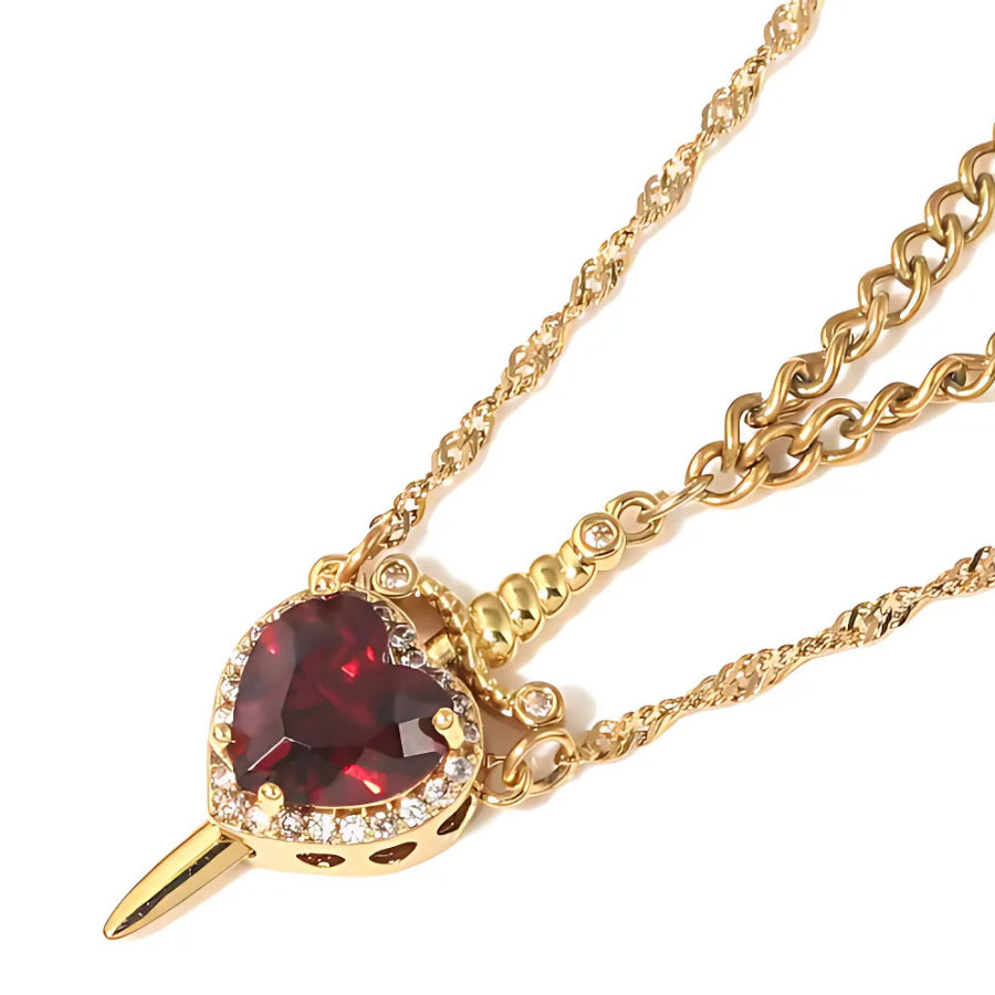 Scarlet Heart and Sword Necklace