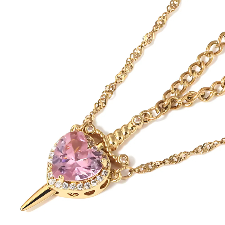 Scarlet Heart and Sword Necklace
