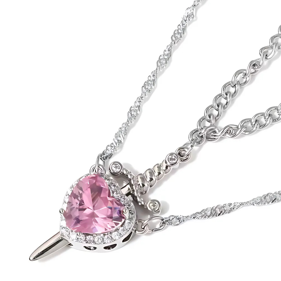 Scarlet Heart and Sword Necklace
