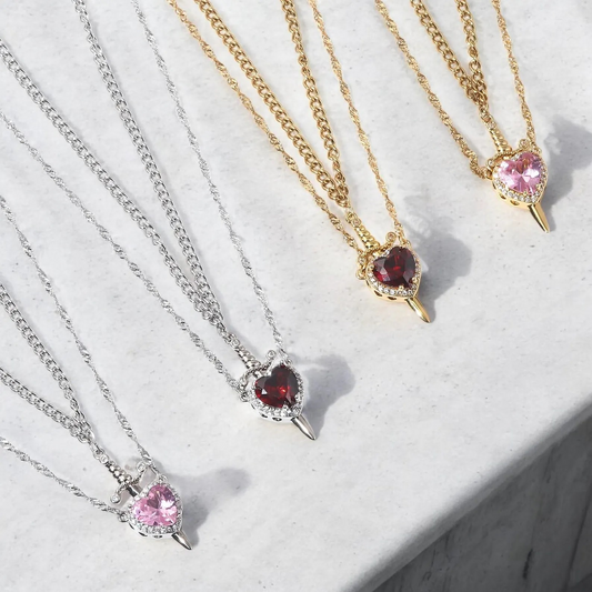 Scarlet Heart and Sword Necklace